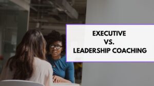 A split image comparing executive coaching and leadership coaching, highlighting their unique approaches and benefits.