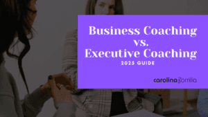 Comparison graphic illustrating the differences between business coaching and executive coaching.